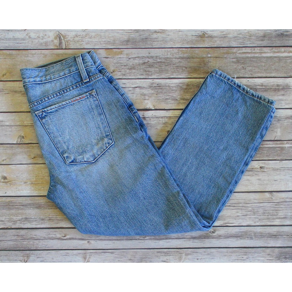 AO.LA Jeans Womens 26 Cropped Embroidered Stitch Light Wash Straight Leg Denim